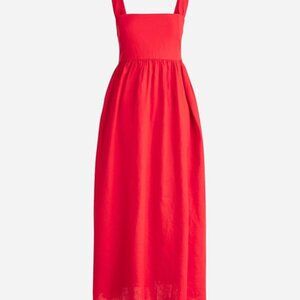 J. Crew Squareneck midi dress in linen size 14